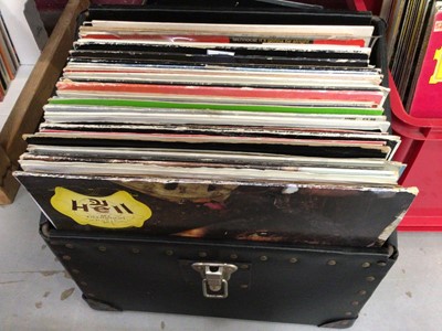 Lot 510 - Two boxes of classical LP records including approx. 30 on Deutsche Gramophone label together with a case of 12 inch singles including DJ Hell, Lisa Pin up and Technocat