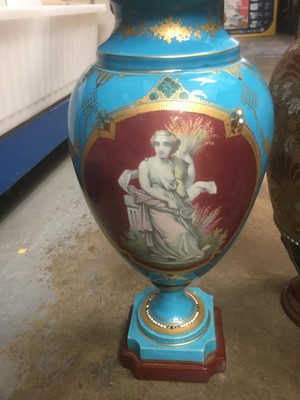 Lot 232 - 19th century porcelain vase converted to a table lamp, Doulton vase table lamp two further lamps