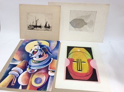Lot 238 - Group of unframed pictures, fish etc