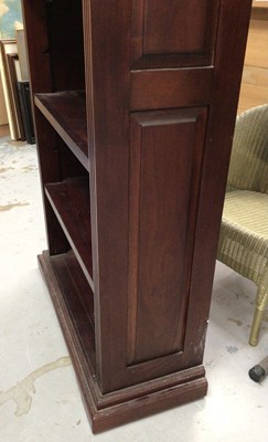 Lot 867 - Hardwood open bookcase with four adjustable shelves on plinth base H180.5, W87, D36cm
