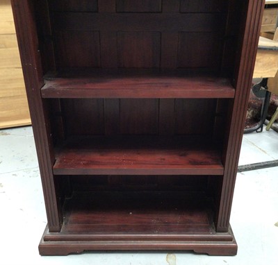Lot 867 - Hardwood open bookcase with four adjustable shelves on plinth base H180.5, W87, D36cm