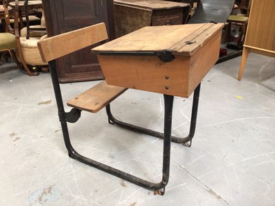 Lot 869 - Old child's school desk H81, W56, D80cm