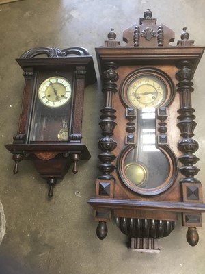 Lot 183 - Two late 19th / early 20th century walnut cased wall clocks