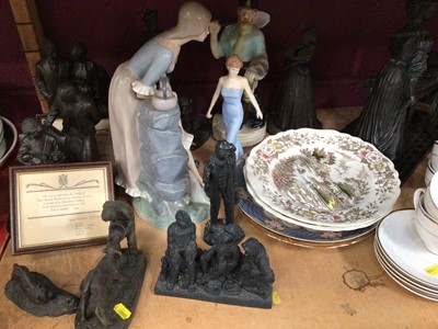 Lot 548 - Group of Heredities limited edition figures together with a Royal Doulton figure of Princess Diana, Elizabeth II 2002 Golden Jubilee Teaset, other figures and sundry ceramics