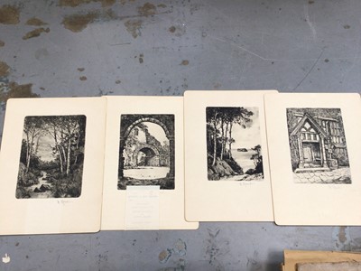 Lot 37 - Quantity of pictures and prints, various subjects, including three Paul Earee sketches, four Willie Rawson etchings, Mona Lisa scrapbooks, etc