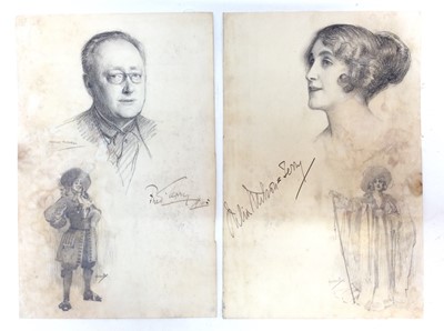 Lot 249 - Two John Hassell drawings of early 20th century performance artists, together with a quality of similar prints
