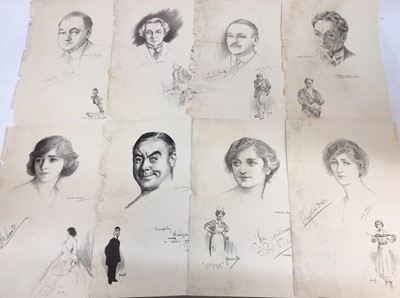 Lot 249 - Two John Hassell drawings of early 20th century performance artists, together with a quality of similar prints