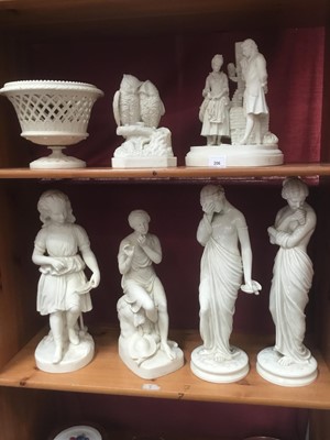 Lot 206 - Two Victorian Copeland Parian porcelain figures and similar items