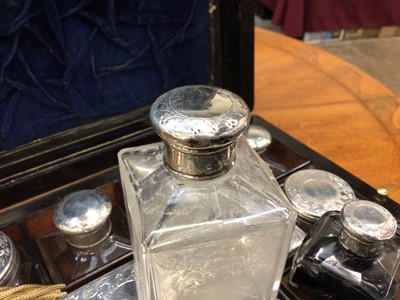 Lot 792 - Victorian coromandel toiletry box with silver mounted cut glass fittings