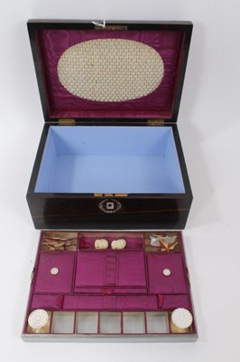 Lot 830 - Early Victorian coromandel domed top needlework box