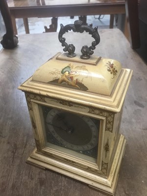 Lot 294 - Georgian style cream chinoiserie painted small bracket clock