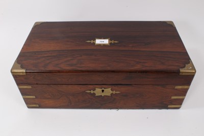 Lot 794 - Victorian rosewood and brass bound writing slope