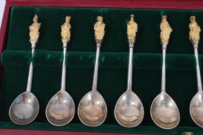 Lot 293 - Cased set of silver gilt Queens beasts teaspoons