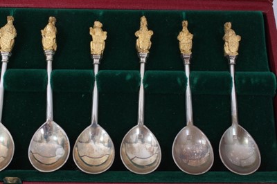 Lot 293 - Cased set of silver gilt Queens beasts teaspoons