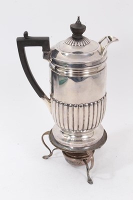 Lot 292 - Silver Coffee Biggin with ebony handle and finial (London 1900) and associated spirit burner