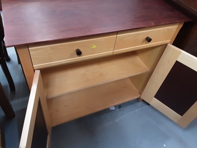 Lot 878 - Contemporary beech effect sideboard with two drawers and cupboards below, 96cm wide, 45cm deep, 87cm high