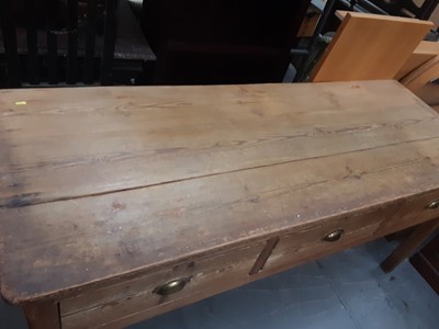 Lot 882 - Nineteenth century pine dresser base with three drawers on square legs, 180cm wide, 66cm deep, 82.5cm high