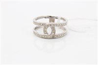 Lot 1519 - White gold (18ct) band ring. Ring size T