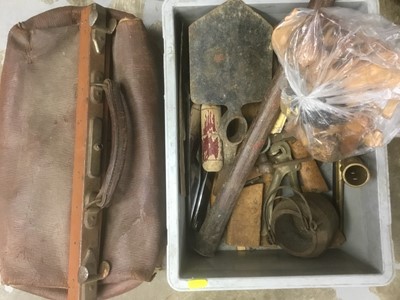 Lot 435 - One box of assorted hand tools and a Gladstone bag of tools