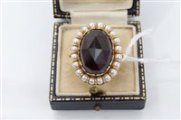 Lot 1521 - Vintage garnet and seed pearl cluster cocktail...