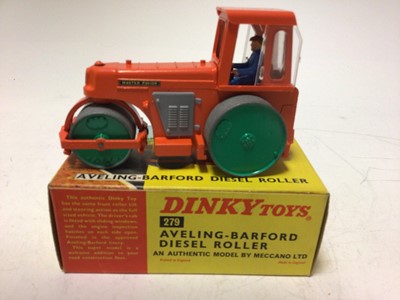 Lot 2032 - Dinky Aveling-Barford diesel roller No. 279, Muir-Hill 2/wl loader No. 437 plus Conveyancer fork lift truck No. 404 all boxed (3)
