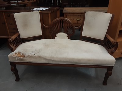 Lot 884 - Late 19th century Colonial hardwood three seater settee with pierced central splat back, 148cm wide, 69cm deep, 92cm high