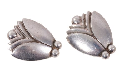 Lot 519 - Pair of Georg Jensen silver ear clips