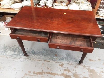 Lot 896 - Victorian mahogany writing table with two drawers on turned legs, 108cm wide, 57cm deep, 75.5cm high