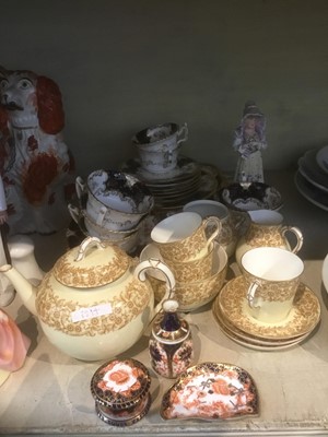 Lot 247 - Collection of Staffordshire spaniels together with Doulton figures and character jugs and teawares, Royal crown Derby pieces