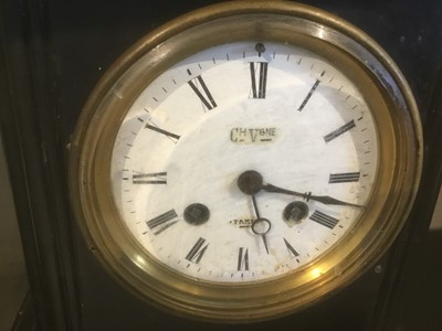 Lot 251 - Slate clock, together with a large hand bell