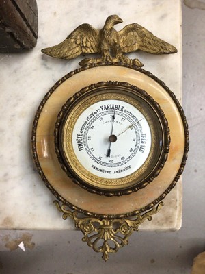 Lot 112 - 19th century French bronze and marble barometer, surmounted by an eagle, signed 'Chavannaz Bordeaux', 12.25cm diameter