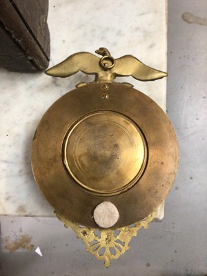 Lot 112 - 19th century French bronze and marble barometer, surmounted by an eagle, signed 'Chavannaz Bordeaux', 12.25cm diameter