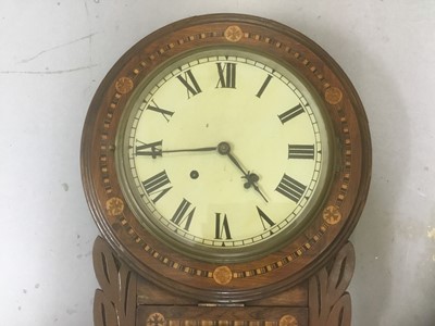 Lot 256 - Victorian rosewood and inlaid drop dial wall clock