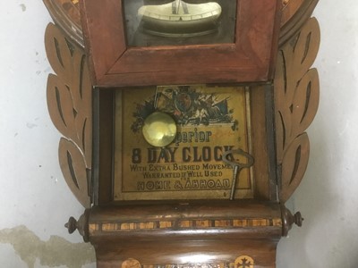 Lot 256 - Victorian rosewood and inlaid drop dial wall clock