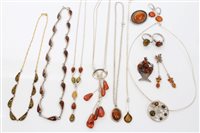 Lot 1529 - Group of amber Jewellerylery - to include gold...