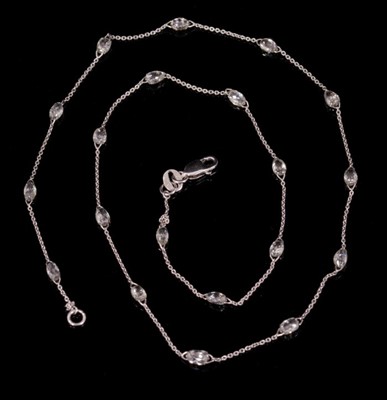 Lot 463 - Diamond and 18ct white gold necklace with briolette cut diamonds