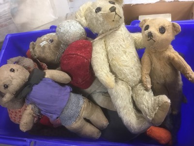 Lot 413 - Collection of early teddies, other toys and dolls house furniture