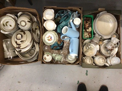 Lot 554 - Three boxes of mixed china and glassware