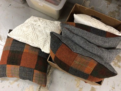 Lot 419 - Four Tweed and Tartan cushions plus two others.