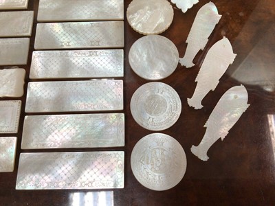 Lot 384 - Selection of Mother of Pearl engraved counters (30)