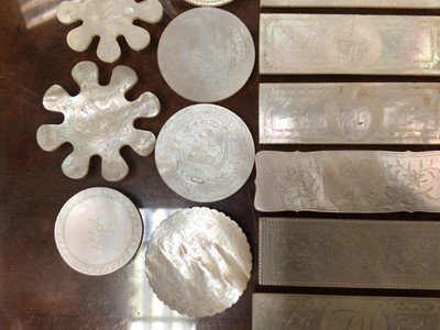 Lot 384 - Selection of Mother of Pearl engraved counters (30)