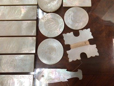 Lot 384 - Selection of Mother of Pearl engraved counters (30)