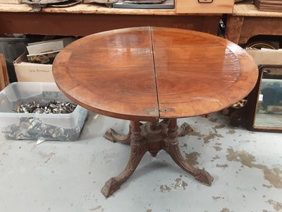 Lot 951 - Victorian demi lune tea table with fold over top, 90cm wide