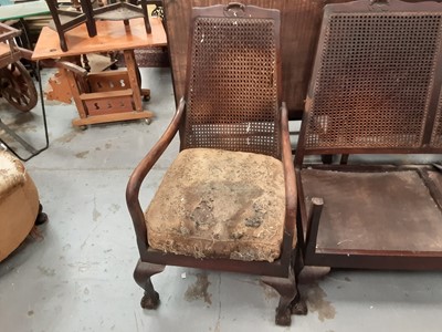 Lot 962 - Old bergère suite comprising two seater settee and pair of chairs