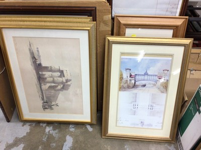 Lot 285 - Group of pictures and prints, including classical scenes, architectural drawing etc