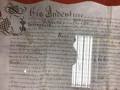 Lot 287 - An Indenture, framed and glazed