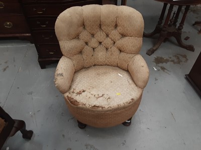 Lot 963 - Victorian button back chair and a mahogany trolley (2)