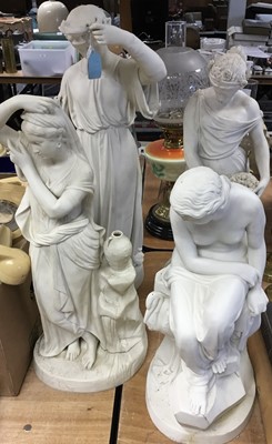 Lot 360 - Four large 19th century Parian porcelain figures to include Santa Filomena, Solitude, and two other classical figures