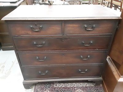 Lot 968 - Georgian mahogany chest of two short and three long graduated drawers on bracket feet, 109cm wide, 53cm deep, 104cm high