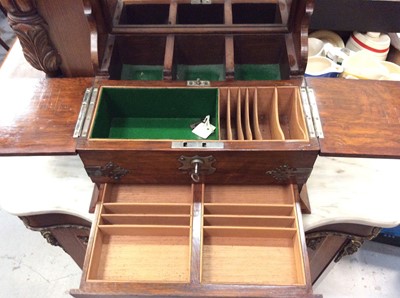Lot 458 - Edwardian oak framed tantalus/ cigar/ gaming box